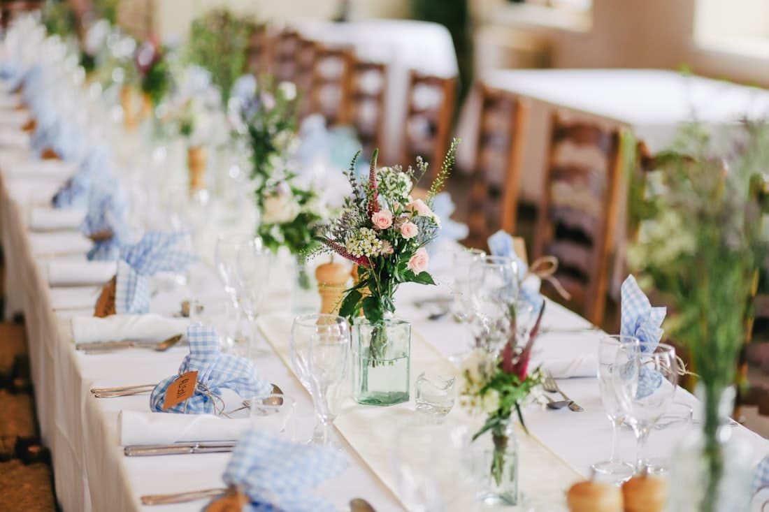 Wedding invitation and florals